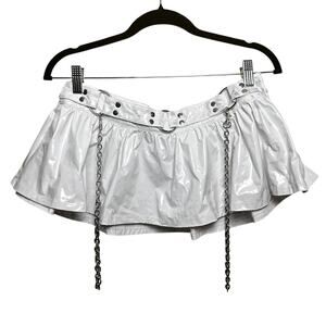 Widow White Vegan Patent Leather Micro Mini Skirt Small New with Imperfections